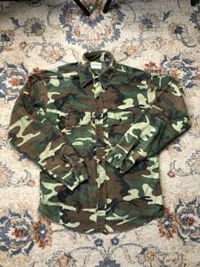 Vintage Five Brother Shirt Mens Large Camo Flannel Made USA Button Up Work 90s